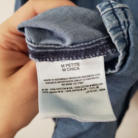 Old Navy Chambray Flounce Mini Dress M Petite - Picture 6 of 7